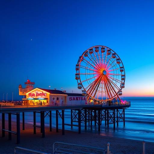 Santa Monica Pier with Ferris wheel and amusement park